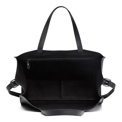 Inside of Harlequin Belle Downtown large leather women's bucket bag black